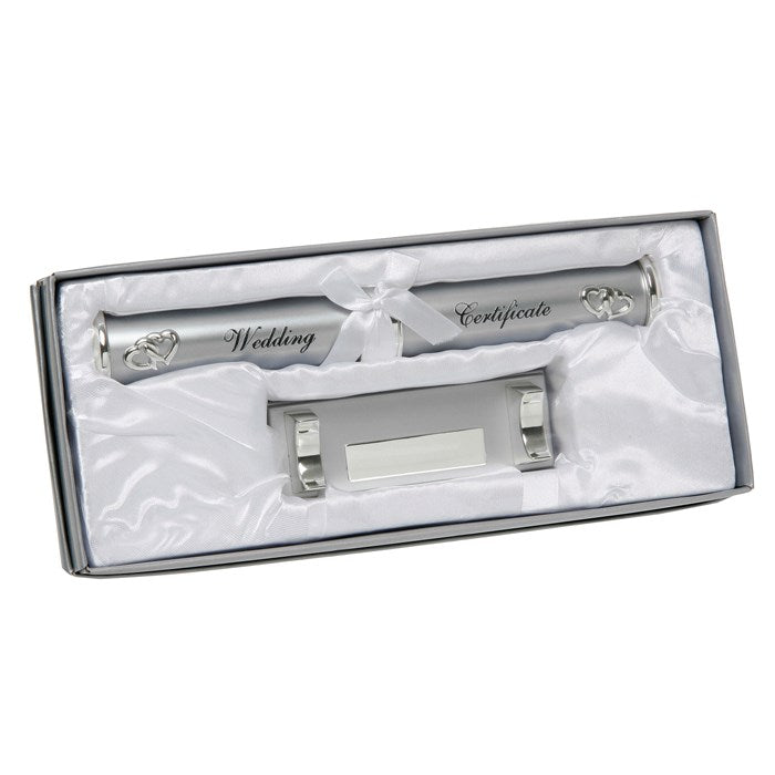 Wedding Certificate Holder Silver