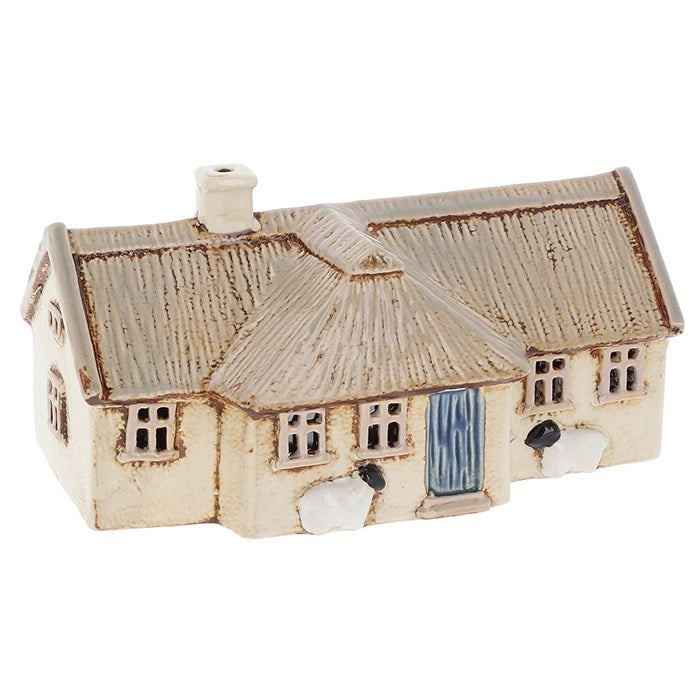 Village Pottery Croft Thatched Straw Roof House Tealight Holder