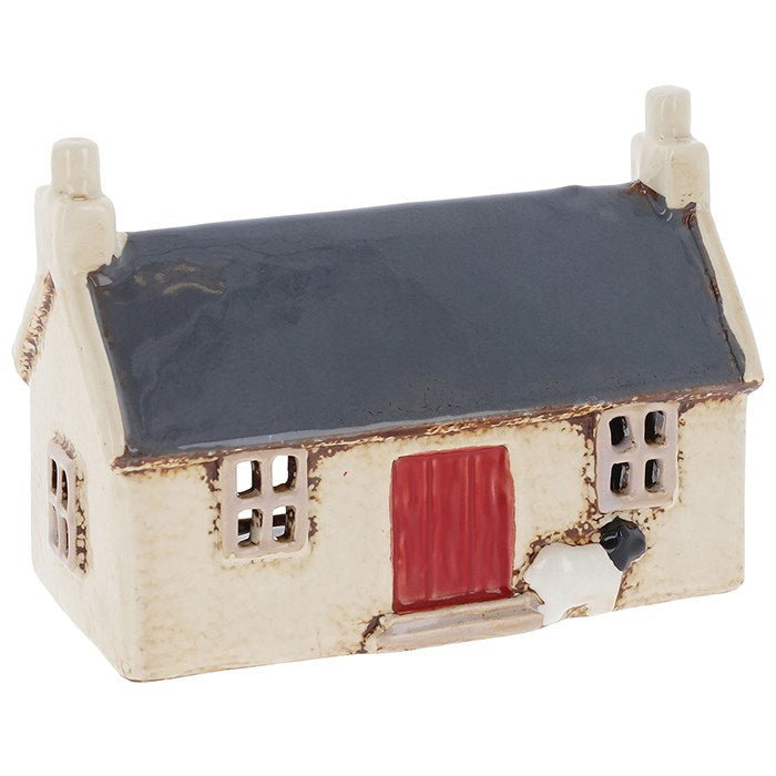 Village Pottery Croft Navy Roof House Tealight Holder