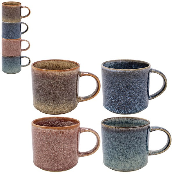 Reactive Glaze Stack Mugs - Set of 4