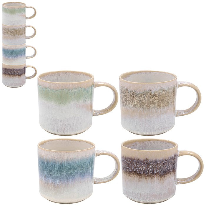 Elements Mottle Stone Glaze Stack Mugs - Set of 4