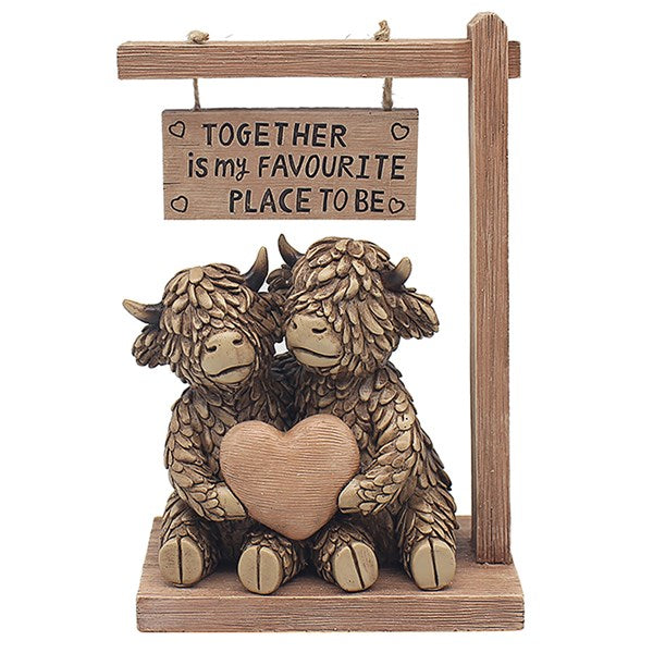 Highland Cow Together Figurine Ornament