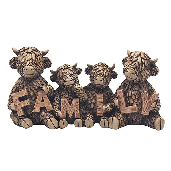 Highland Cow Family Figurine Ornament