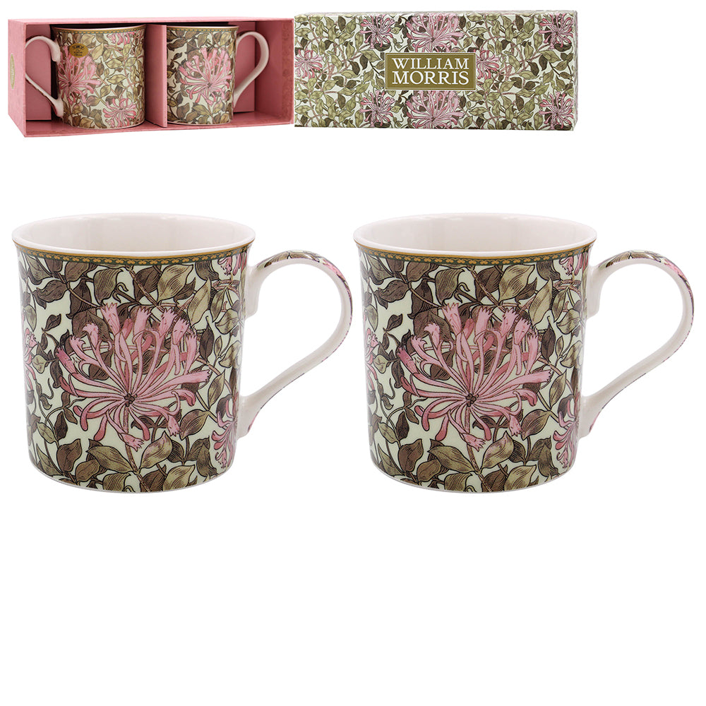 William Morris Honeysuckle Fine China Mugs - Set of 2