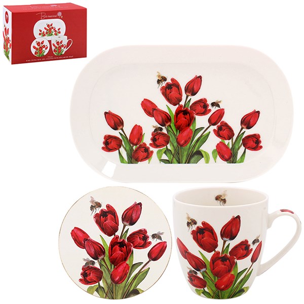 Bee-Tanical Mug, Coaster and Tray Set Tulip