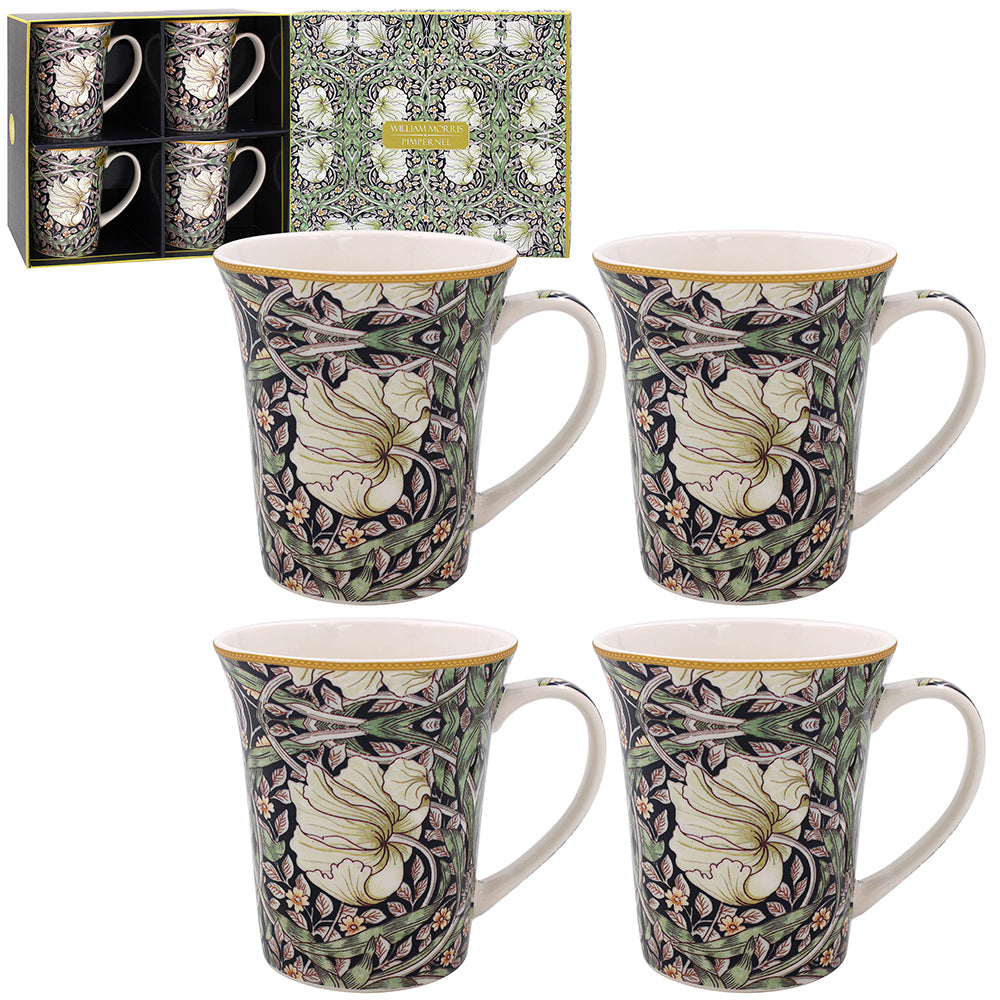 Set of 4 William Morris Pimpernel Fine China Mugs