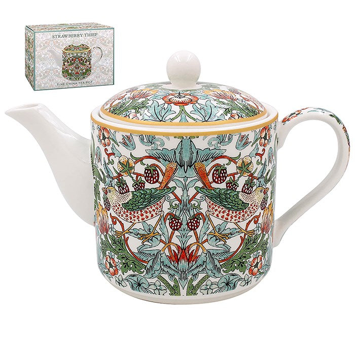 William Morris White Strawberry Thief Teapot