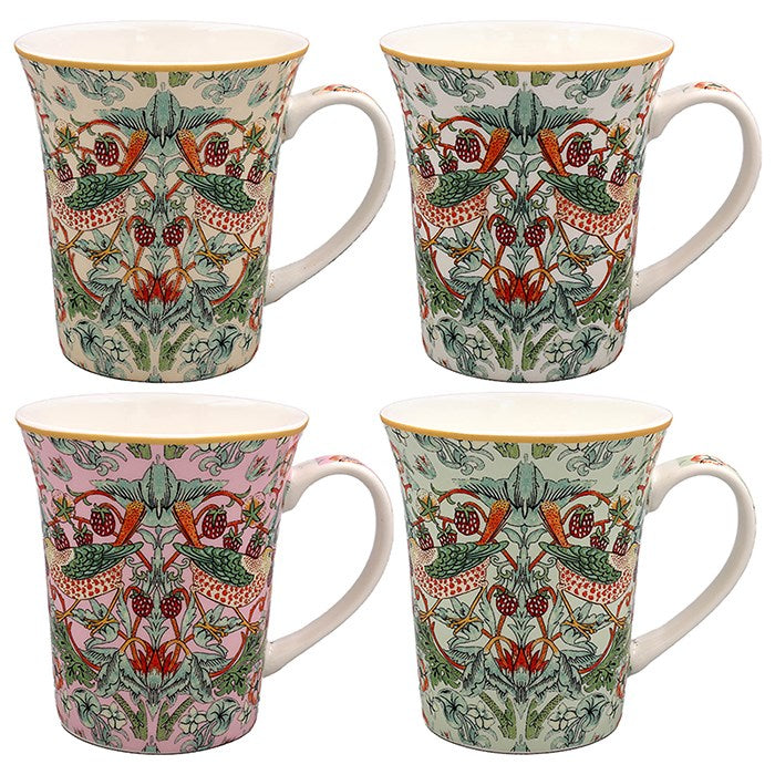 William Morris Strawberry Thief Lustre Mugs - Set of 4