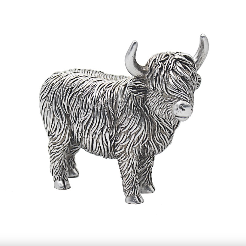 Silver Highland Cow Ornament