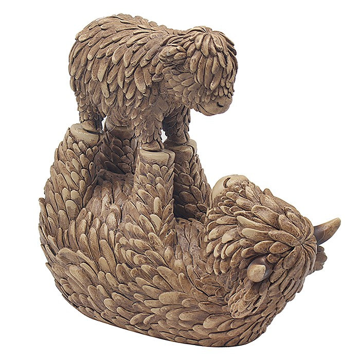 Highland Cow &amp; Calf Playtime Figurine Ornament