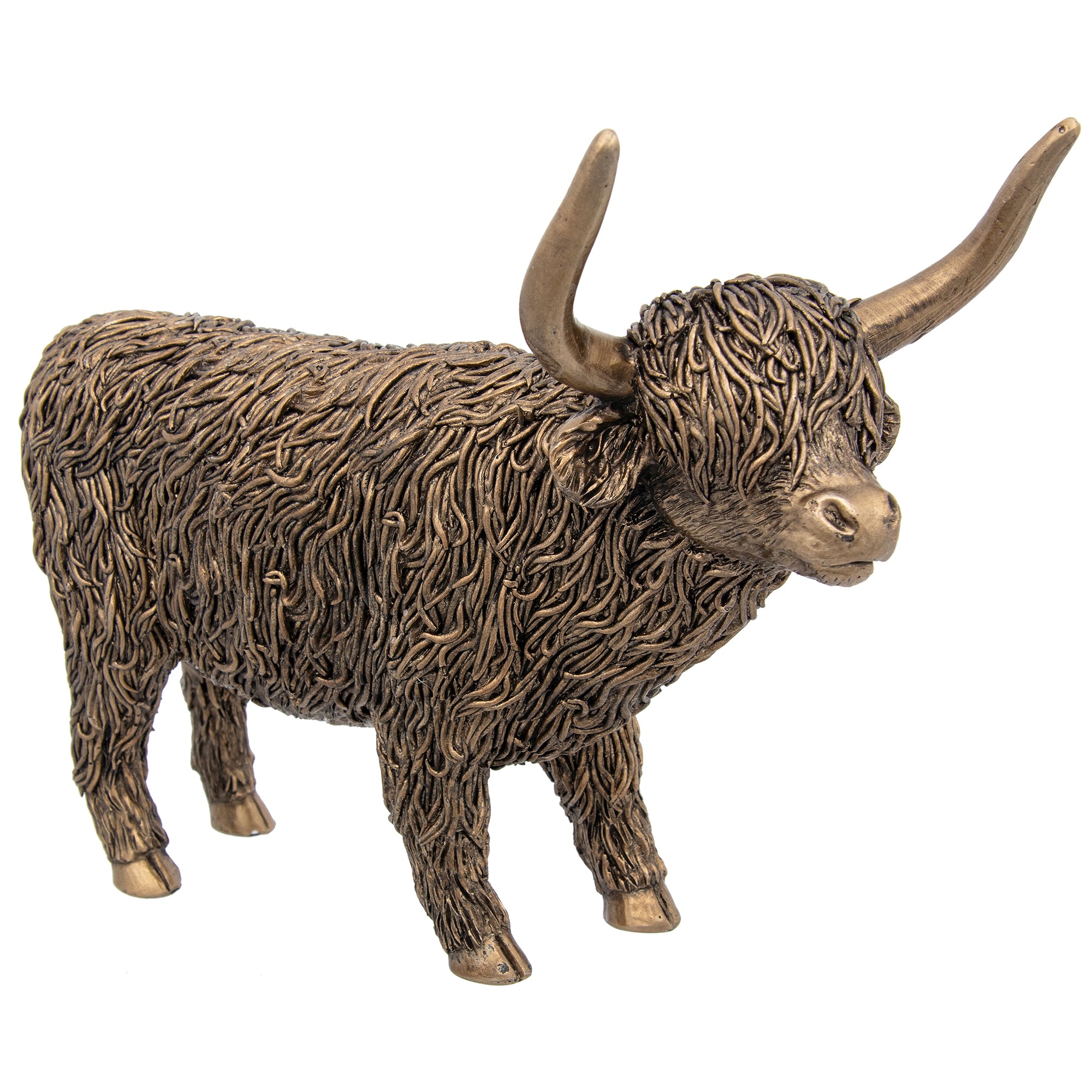 Bronze Standing Highland Cow Ornament - Large