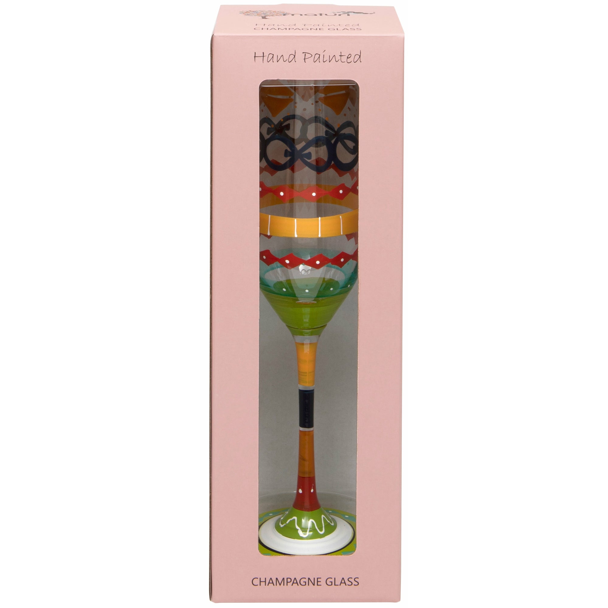 Hand Painted Multi Print Champagne Flute