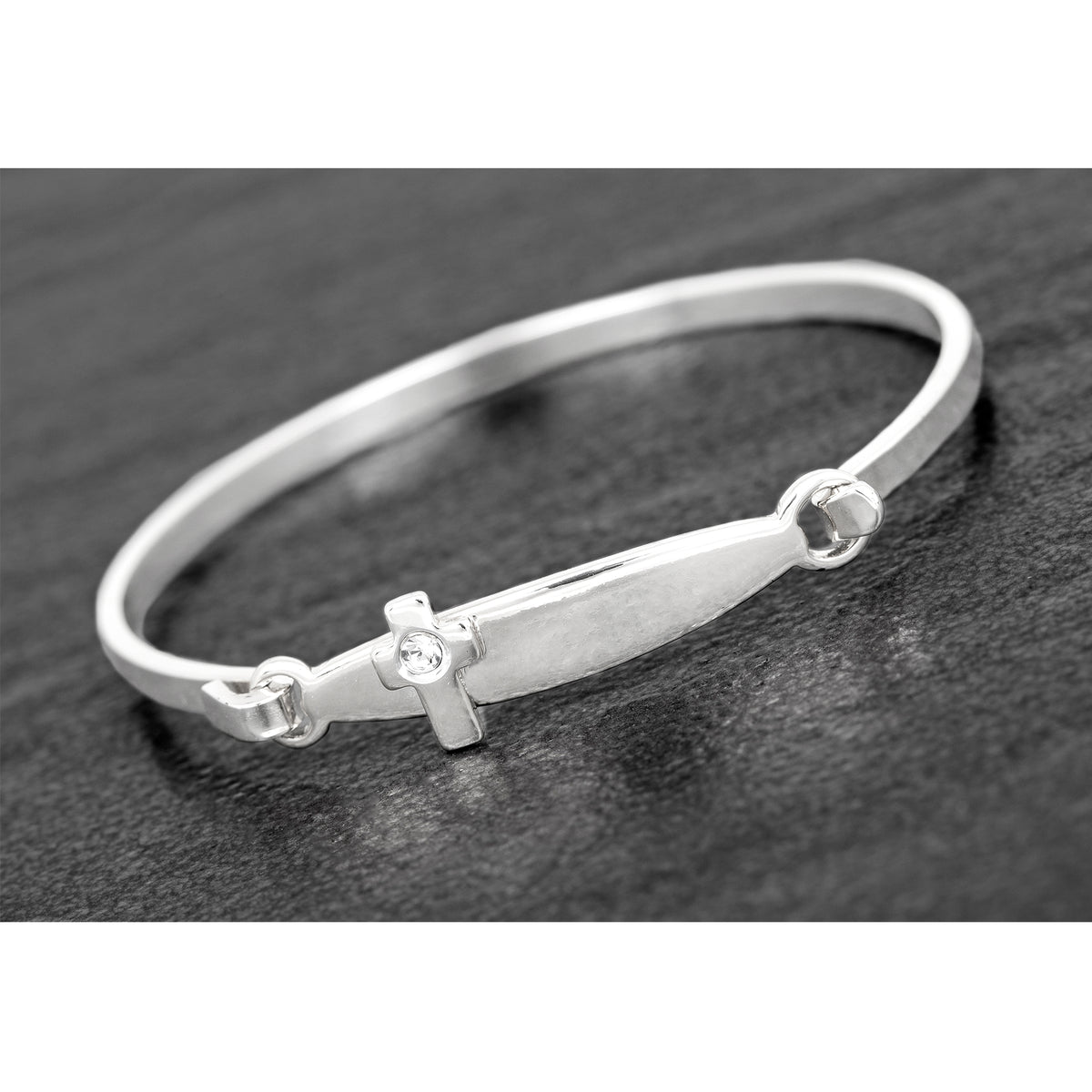 Silver Plated Christening Cross Bangle