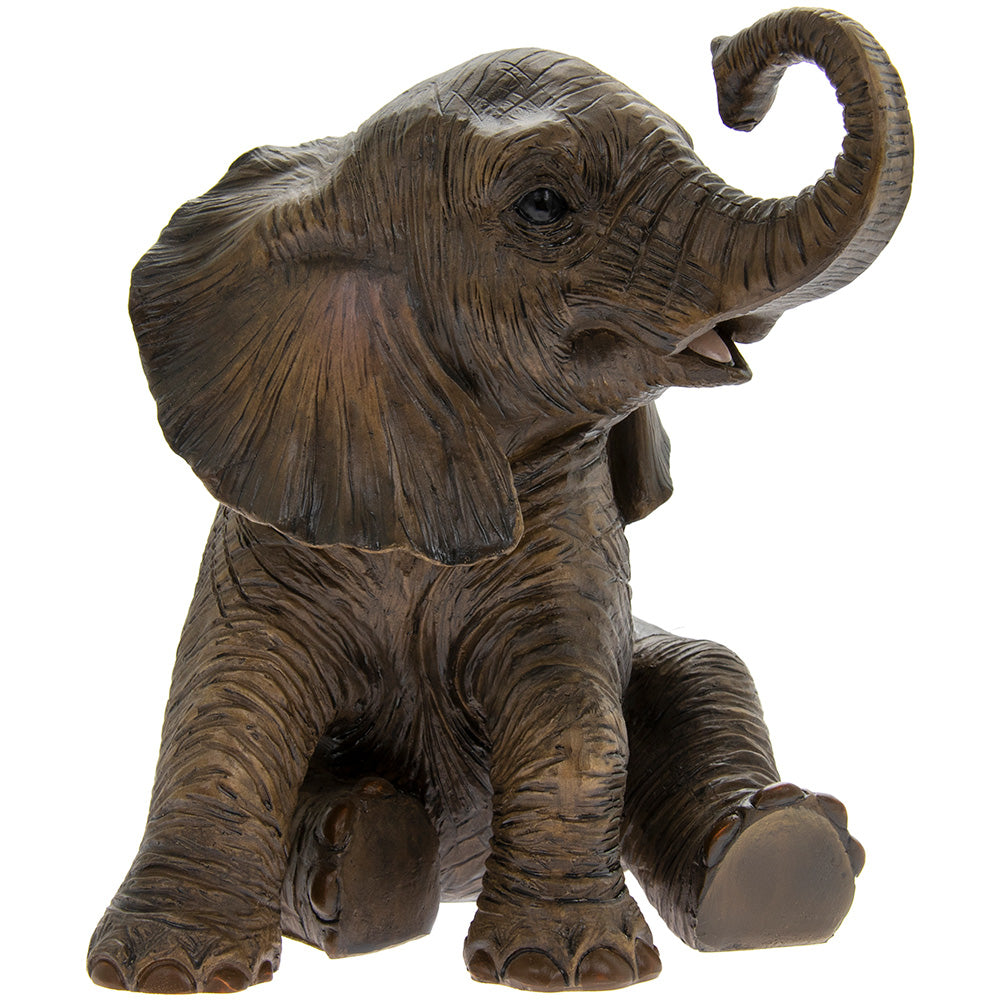 Baby Elephant Sitting Ornament Figurine