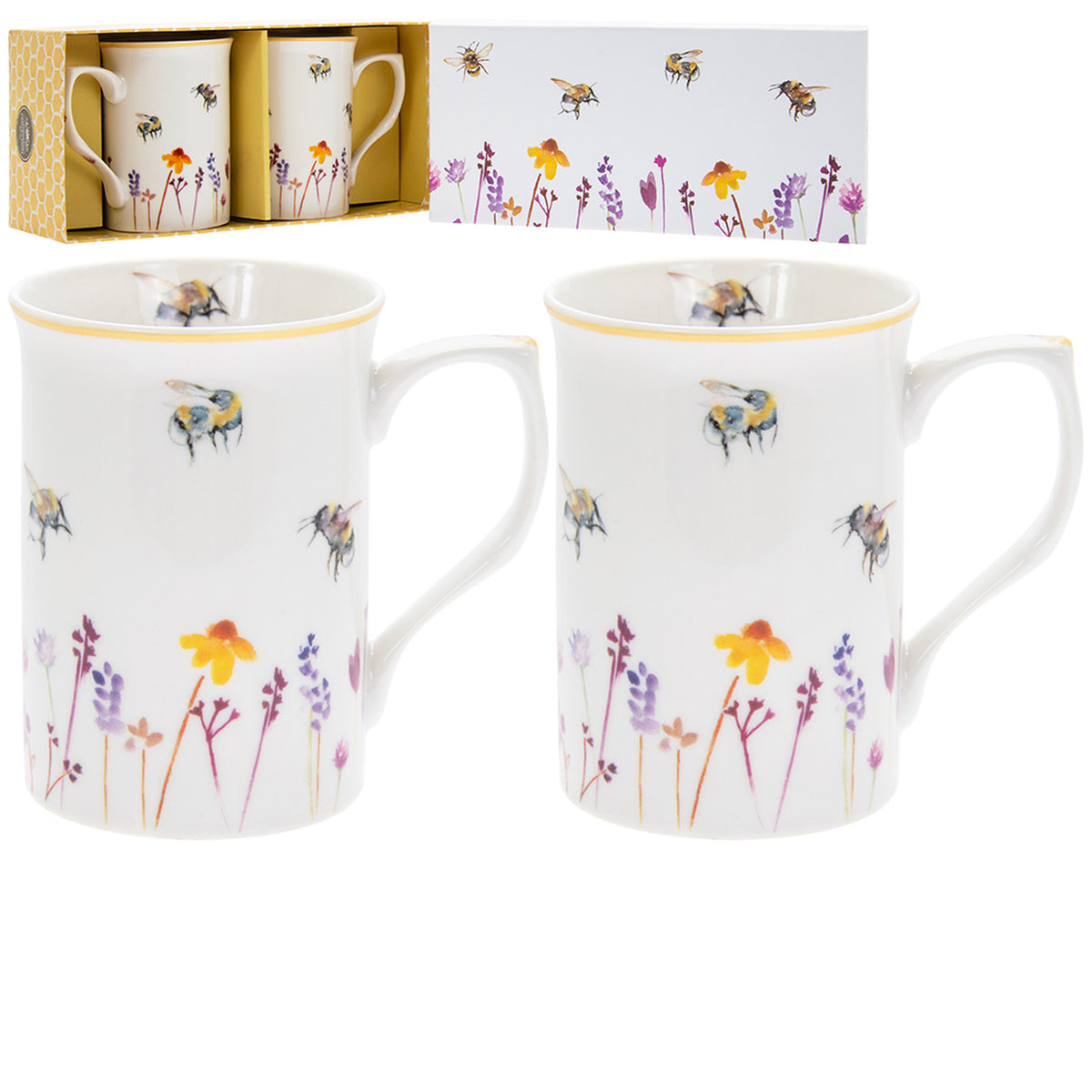 Busy Bees Fine China Mugs - Set of 2